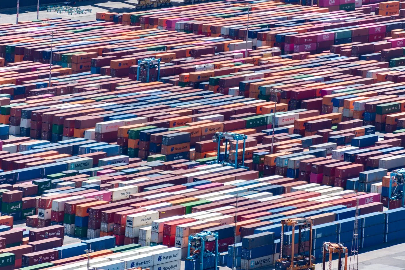 Shipping containers at a port